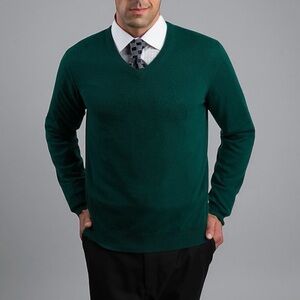 NWT Jennie Liu Men’s 100% Pure Cashmere Long Sleeve Pullover V-Neck Sweater XXL